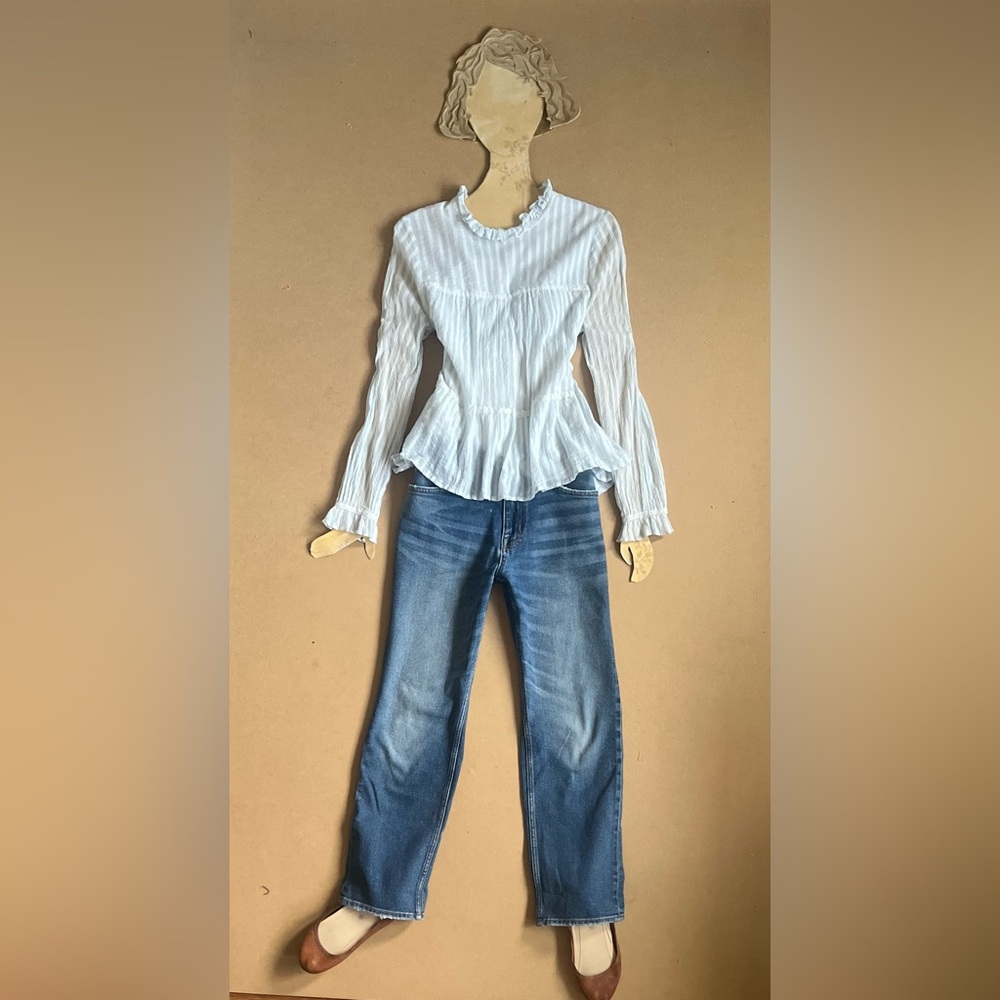 Sézane Striped Gabbie Blouse sz 40
